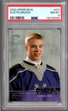 DUSTIN BROWN 2003-04 Upper Deck Young Guns #217 ROOKIE PSA 8 Los Angeles RC