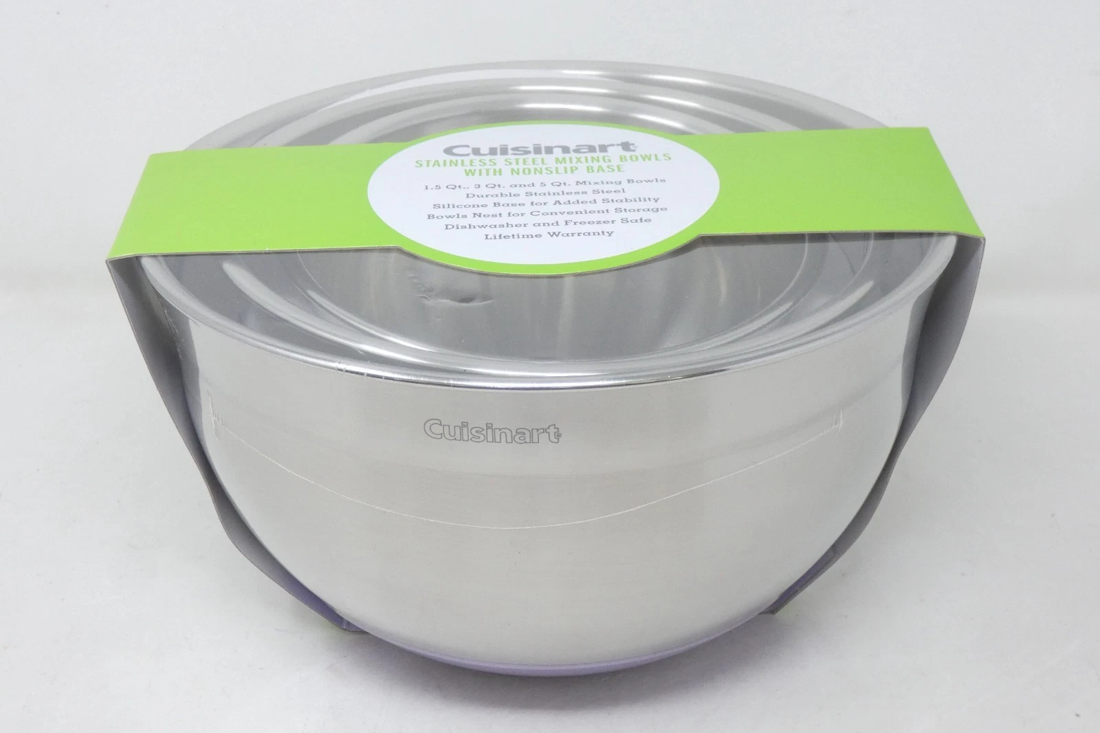 Cuisinart 3-Piece Stainless Steel Nesting Mixing Bowls Silicone Nonslip Base NEW
Opens in a new wind