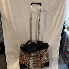 Olympia USA Fashionista Rolling Tote Travel Bag, Handle, Wheels, Leopard  RS400