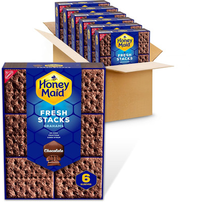 Fresh Stacks Chocolate Graham Crackers, Bulk Travel Snacks, 6 Boxes (36 Multi Sn