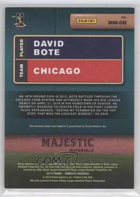 2019 Panini Donruss Majestic Materials David Bote #MM-DB - Image 2 of 2