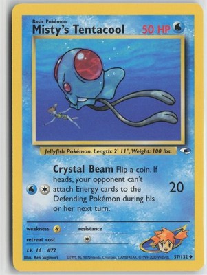 Misty's Tentacool 57/132 Uncommon Gym Heroes Pokemon Unlimited Near Mint