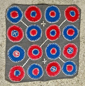 Vtg Penny Mat Americana-Hand-done-felt-14" sq-1930's