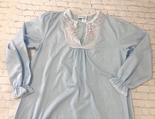 VTG Amy Sue Blue Embroidered Long Nightgown Cottagecore Women s Large JCPenney