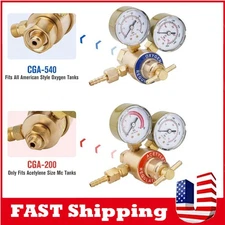 Brass Oxygen CGA540 & Acetylene CGA200 Regulators Gauges 4 Gas Welding Torch Kit
