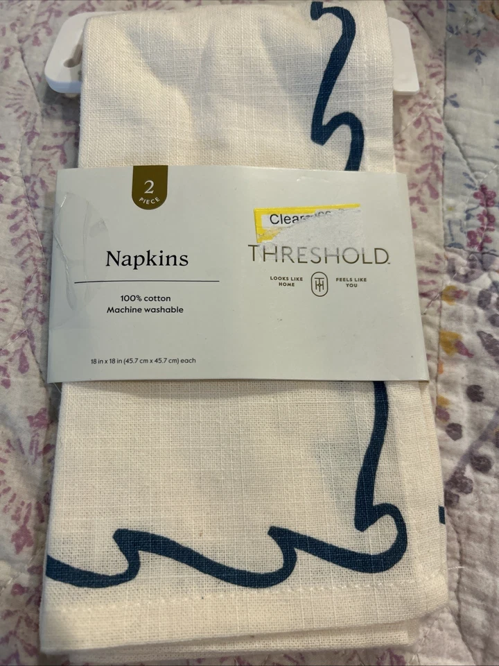 Threshold Coastal 2pk Beach Napkins Blue Wave 18” X 18 - Image 2 of 2
