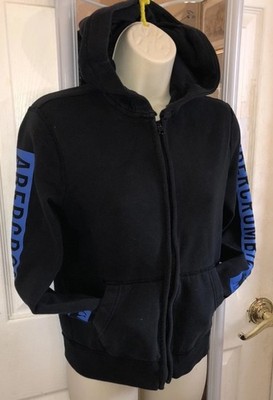 Abercrombie Kids Size 11/12 Black/Blue Sweatshirt Hoodie Full Zip