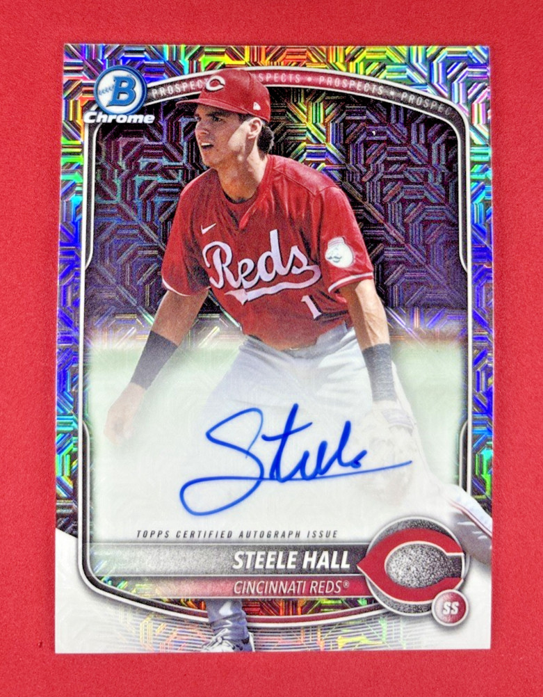 2025 Bowman Draft Steele Hall #BMA-SHA Chrome Mojo Autograph - Reds