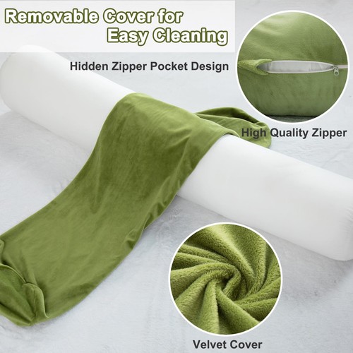 Bolster Pillow for Bed, Long Round Body Pillow for Adults with Removable Velv... - Picture 3 of 7
