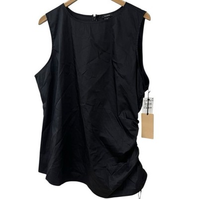 NWT Halogen Nordstrom Black Sleeveless Ruched Side Tank Top 2X