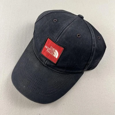 Vintage The North Face Hat Cap Snapback Black Twill Red Box Logo