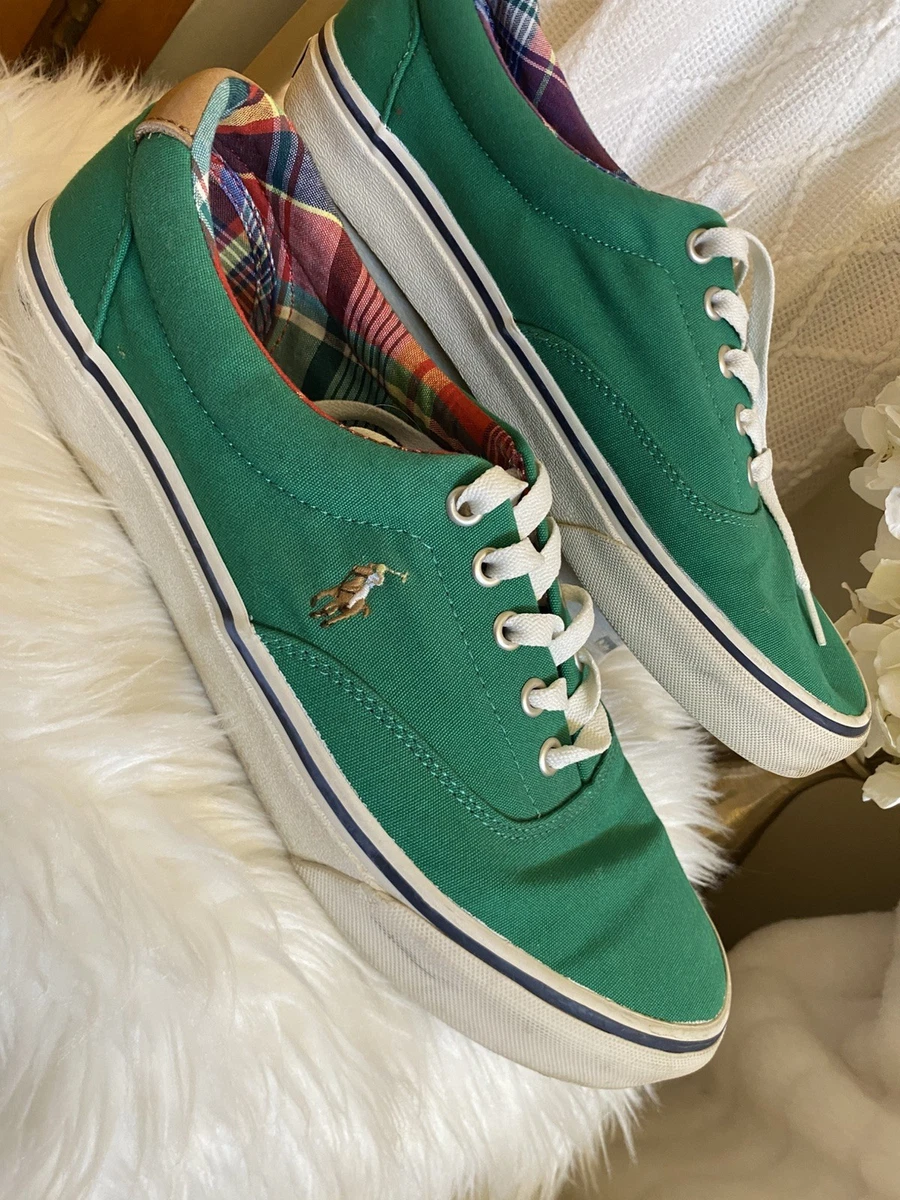 Polo by Ralph Lauren Vance Lace Up Casual Loafer Shoe Mens Size 11 Green Ralph Lauren Green Canvas Casual Shoes for Men for sale | eBay main image 4