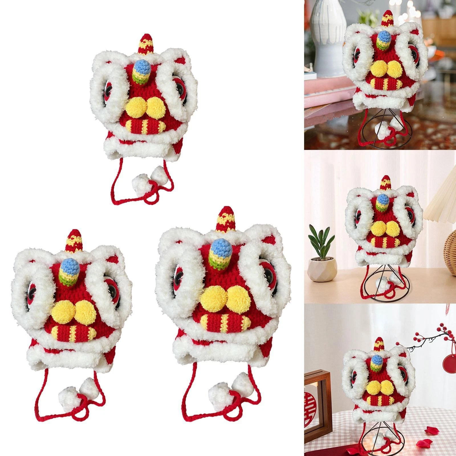 Warm Winter Hat Chinese Lion Dance Hat Beanie Embroidered Lion Hat Windproof