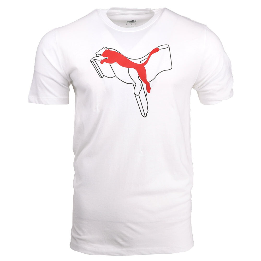 Puma Essentials + Футболка с круглым вырезом и коротким рукавом с логотипом лаборатории, мужские белые повседневные топы