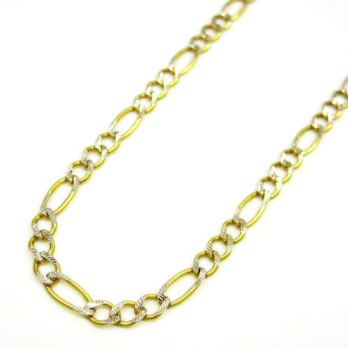 "Collar de diamantes de cadena de eslabones Figaro oro amarillo de 14 K para hombre y mujer 16""-24" - Imagen 5 de 9