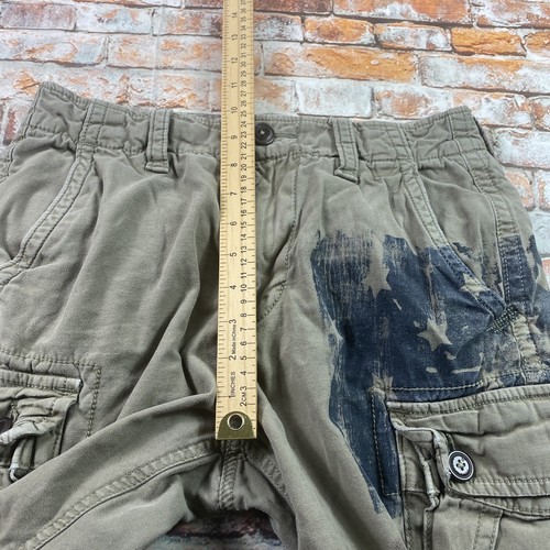 American Eagle Cargo Shorts Adult 28 Beige Classic Flag Distressed Cotton Mens - Picture 13 of 19