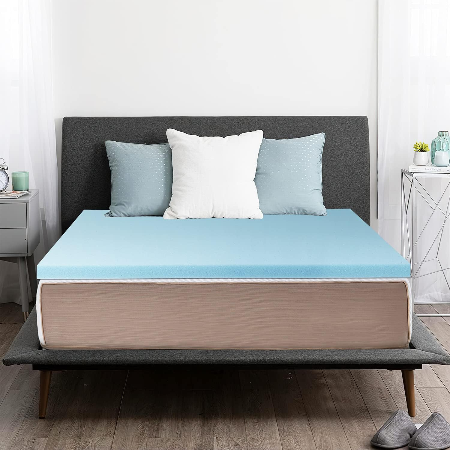 2-Inch Mattress Topper Memory Foam Pressure Relief for Back Pain Cooling Gel-Inf