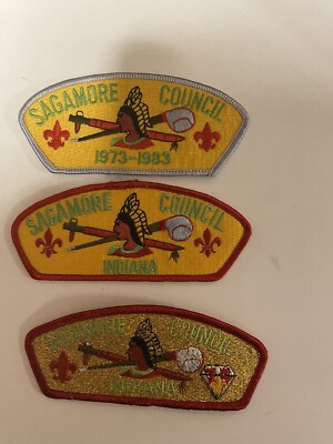 Boy Scout lot of 3 Sagamore Council India S-3c, S-5, and S-8 all are near mint