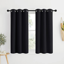 Blackout Bedroom Curtains for Windows 50 Inch Long - Solid Thermal Insulated Gro