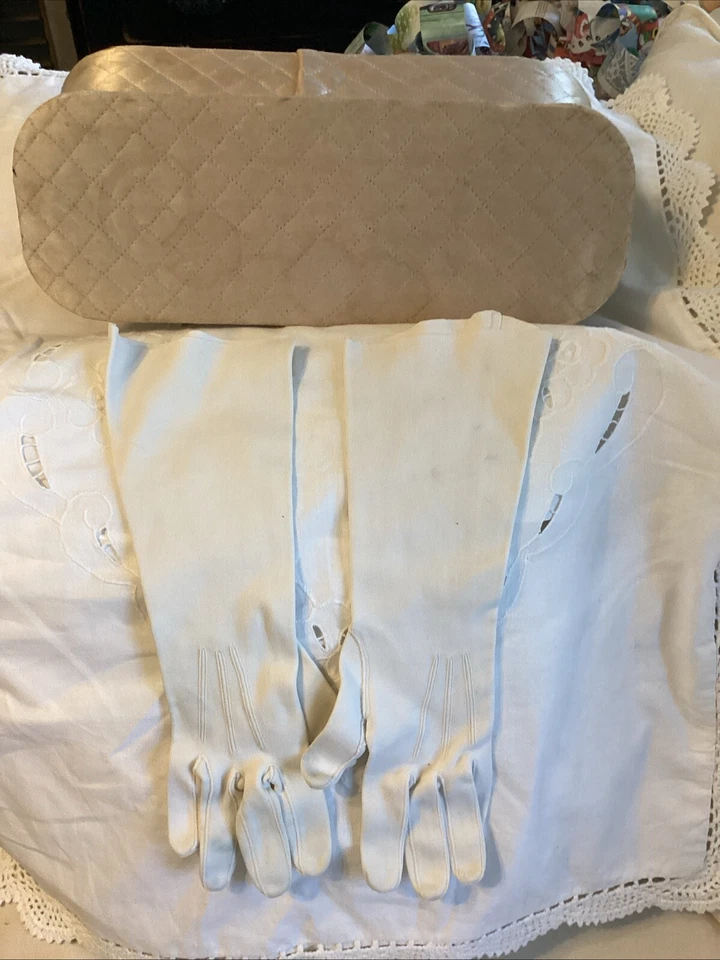 Luvas vintage acolchoadas de cetim 3 pares vintage longas, antebraço, pulso - Imagem 2 de 4