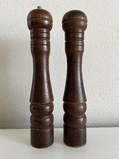 Set of Vintage Wooden Salt Shaker And Pepper Mill 10"