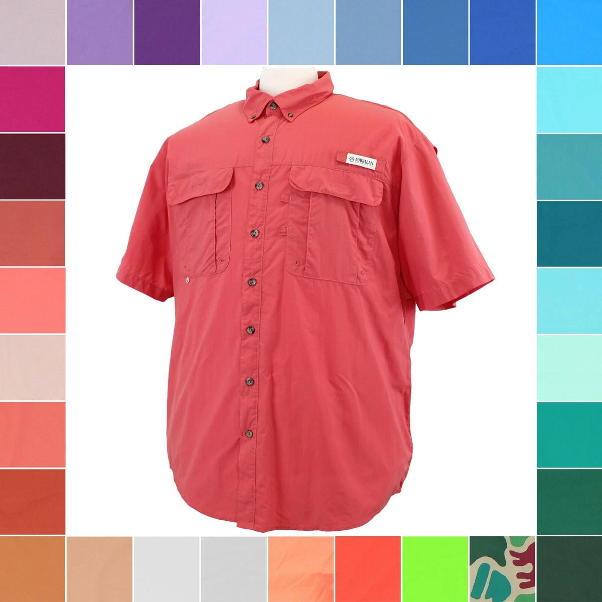 Chemise De Pêche Magellan Homme – Gris, Manches Courtes, UPF 30, Ventilée, Taille 3XL, Occasion