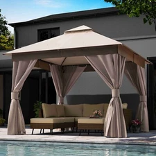LAUSAINT HOME 10'x10' Patio Gazebo with Mosquito Nettings and Privacy Screens