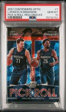 2021 CONTENDERS OPTIC LUKA DONCIC DINWIDDIE PICK N ROLL Red Cracked Ice PSA 10