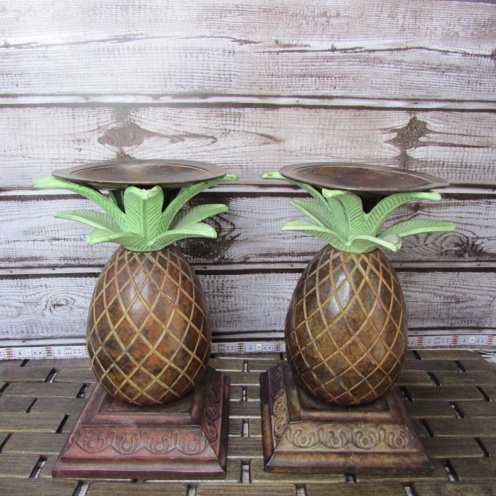 Pineapple Pillar/Stick Metal Candle Holder Set of 2 Each 7" High eBay