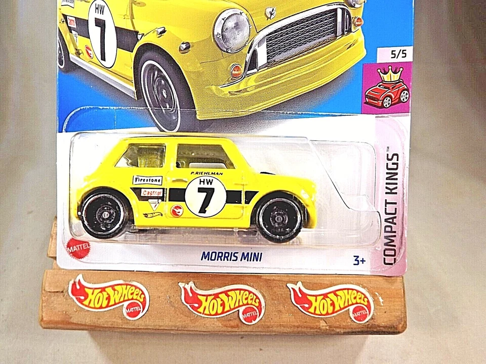 2022 Hot Wheels Treasure Hunt #161 Compact Kings 5/5 MORRIS MINI Yellow w/DD8 Sp - Image 2 of 4