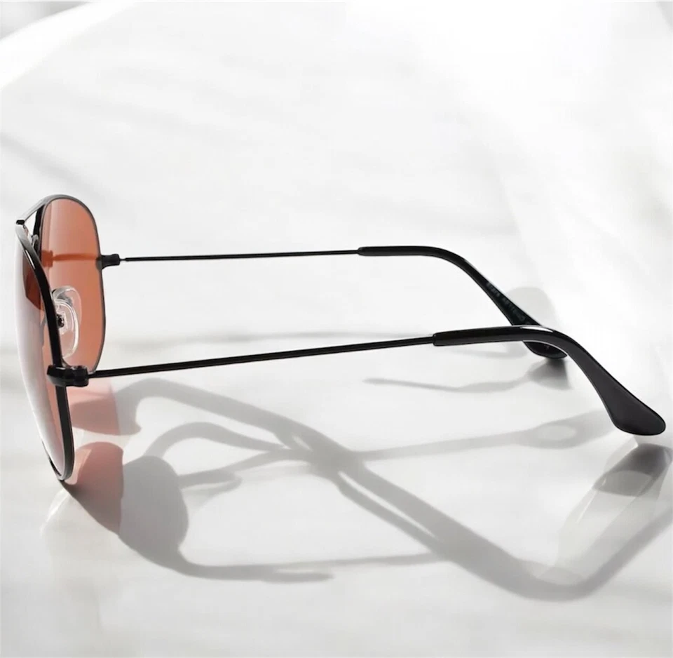 Óculos de sol clássico armação de arame marrom âmbar lente azul bloqueador condução ao ar livre - Imagem 3 de 4