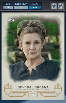 Topps Star Wars Card Trader 2017 Leia Organa Heritage TFA Green Award 103cc
