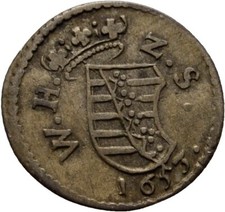 Sachsen Neu Weimar Dreier 1653 Silber 18 mm/ 0,8 g Original Münze #LXW200