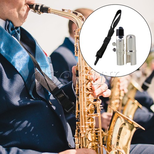 Yibuy 2-Pack Alto Sax Mouthpiece #6 - E Flat Silver Mouthpiece With Neck Strap For Beginners