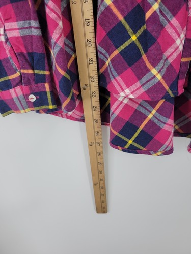 Sundance Top Womens Small Pink Plaid Flannel Peplum Hem Button Up Boho Southwest - Picture 5 of 7