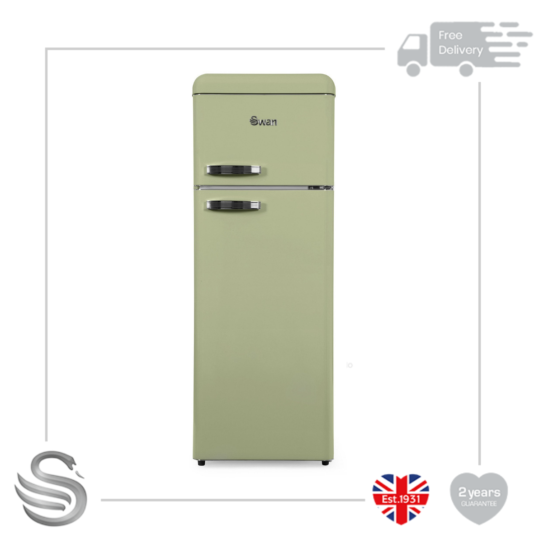 Swan SR11010GN, Freestanding Retro Top Mounted Fridge Freezer 70/30
