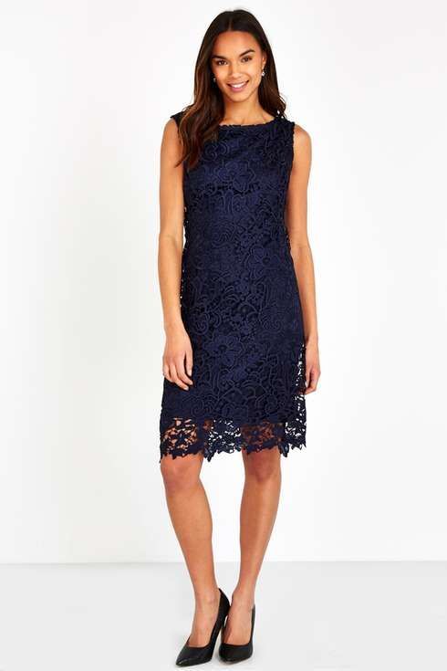 ann taylor floral lace dress ANN TAYLOR Dress Size 0 Blue Floral Lace Sleeveless Zipper EPOC