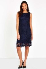 ANN TAYLOR Dress Size 0 Blue Floral Lace Sleeveless Zipper EPOC