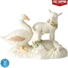 Lenox 894083 First Blessing Lambs & Goose Figurine Goose & Lambs