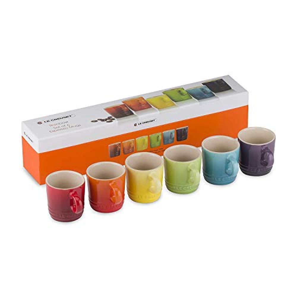 le Creuset Set di Tazze da Caffè, 6 Pezzi, 8.5 Cm Ciascuna, Gres, Multicolore (