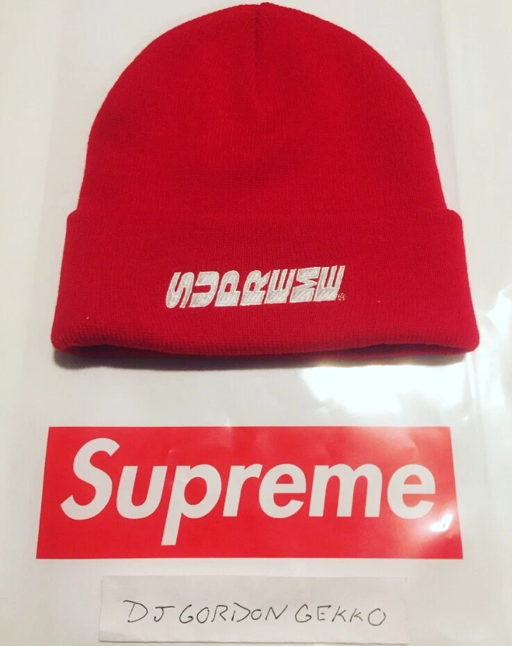 SUPREME RACE BEANIE ROUGE FW19 NEUF AVEC ÉTIQUETTE AUTHENTIQUE CHAPEAU D'HIVER CASQUETTE BOÎTE LOGO ÉPUISÉ