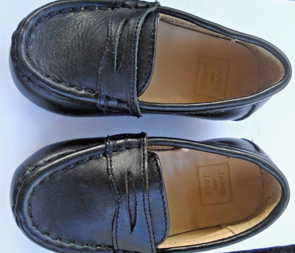 Janie and Jack Mocasines de Cuero Negro Zapatos Infantil Niño Pequeño Talla 4 NUEVO Foto 4 de 4