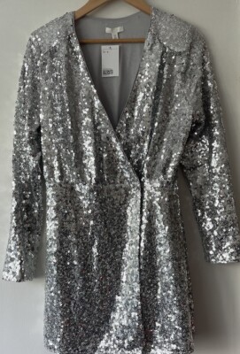 h&m glitter wrap dress H&M Girls Sequined wrap dress, Gold