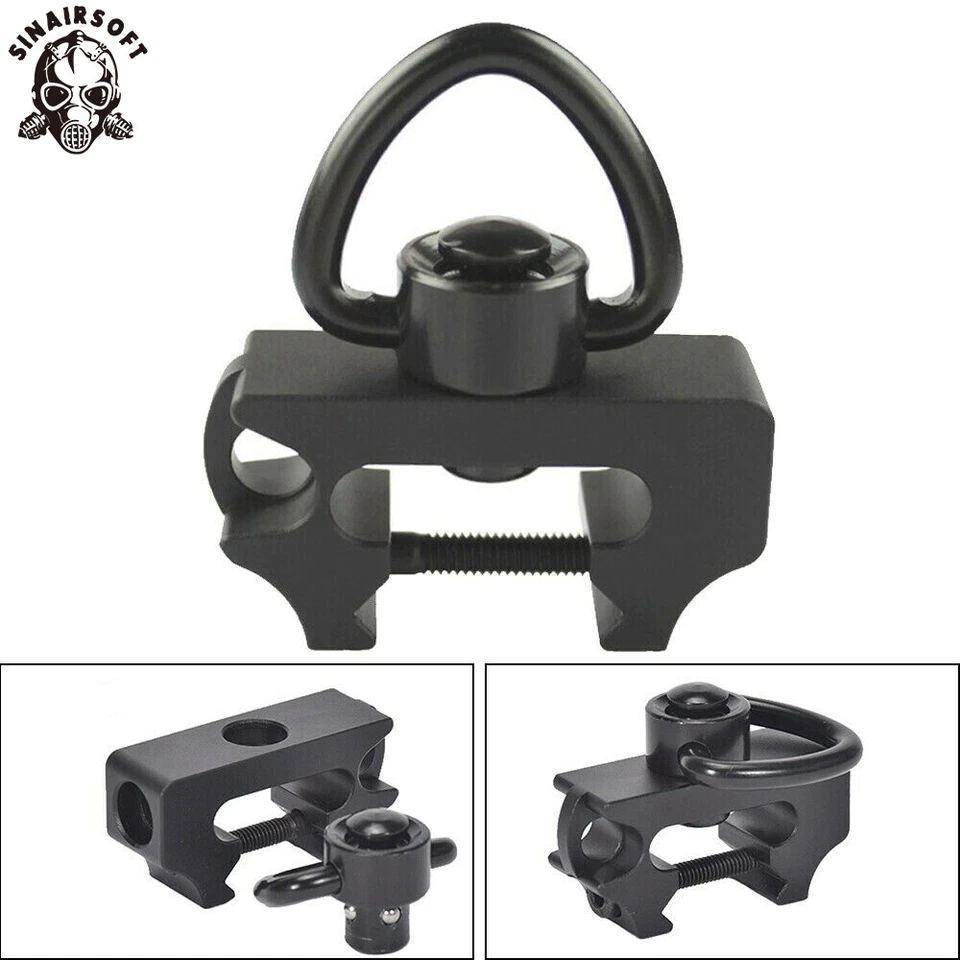 Tactical Quick Detach QD Sling Swivel + Adapter With Picatinny 20 mm Rail mount - Image 2 of 4