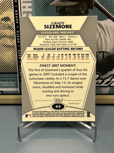 2008 Finest Refractor #65 Grady Sizemore - Picture 2 of 2