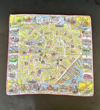 VINTAGE Handkerchief Boston Vintage Map Handkerchief Souvenir Hanky Hankie