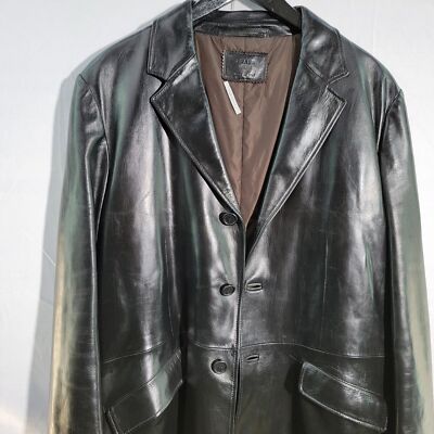 Prada 100% Leather Single-Breasted Long-Sleeved Men's Trench