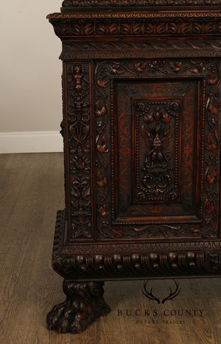 Antique French Renaissance Revival Finely Carved Walnut Cabinet - Picture 7 of 12