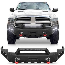 Steel Front Bumper With Winch Plate Led Lights For 2009-2012 Dodge Ram 1500 Steel Front Bumper With Winch Plate Led Lights For 2009-2012 Dodge Ram 1500