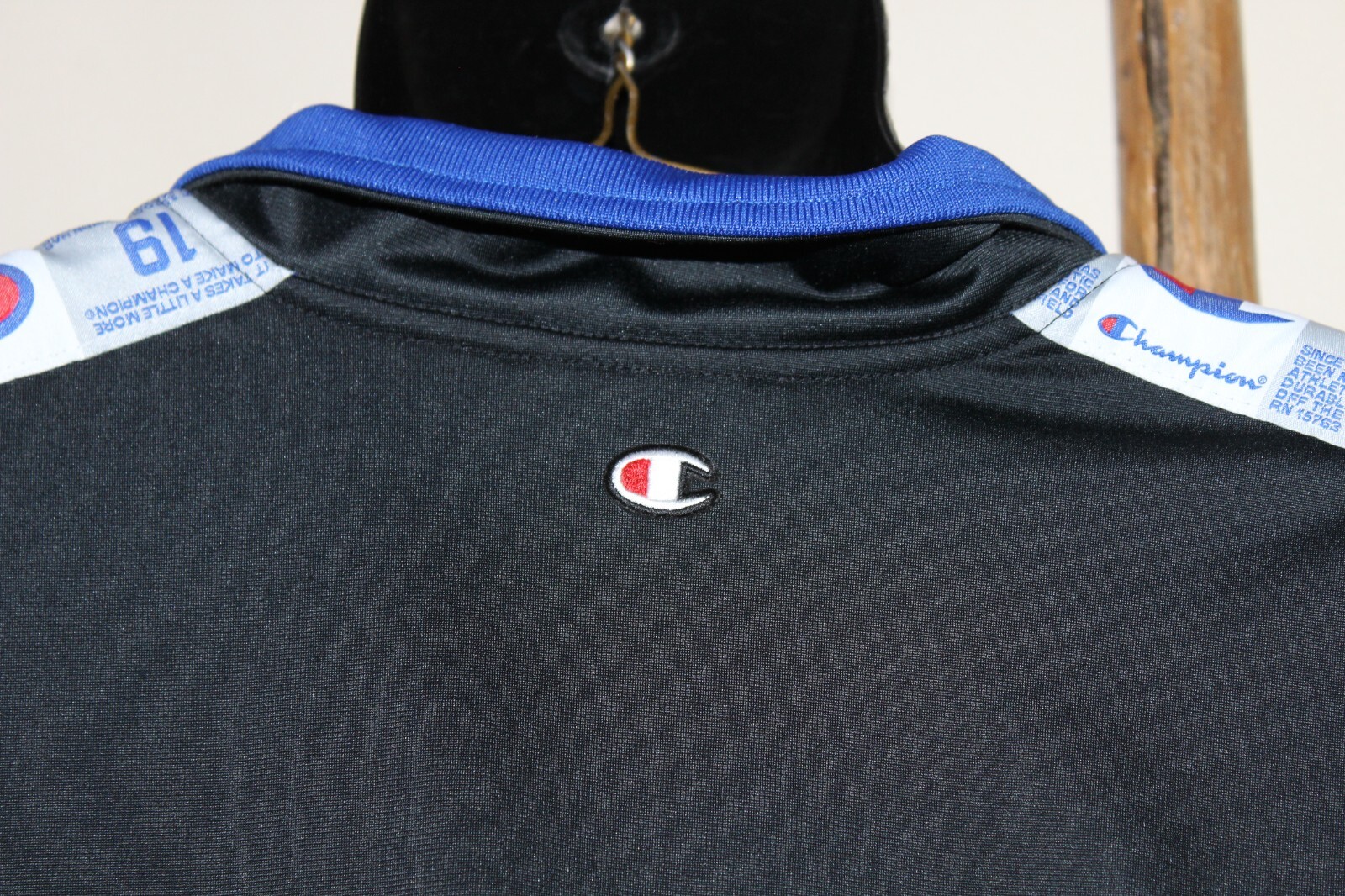 MENS~Vintage~CHAMPION~Spell Out Down Arm~BLACK & BLUE~Full Zip~TRACK JACKET~2 XL image 8